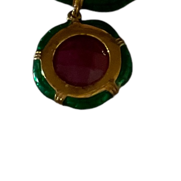 Enamel Stone Charm Ring Glass Filled Ruby Size 8 - Picture 5 of 6